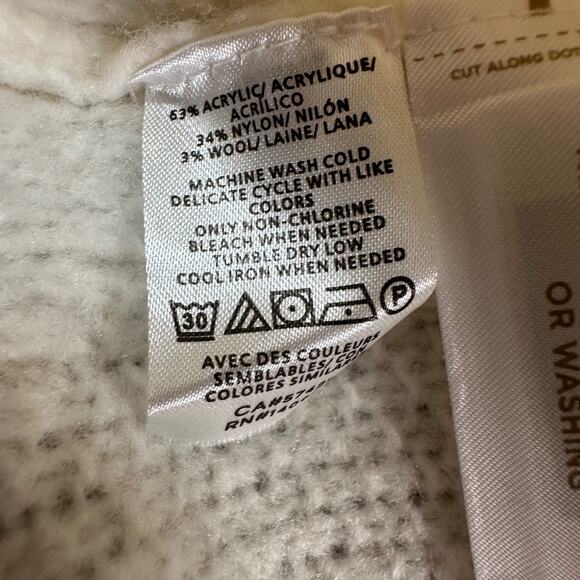 Ann Taylor LOFT Cable Knit Quarter Zip Sweater Women's Medium Winter White Cozy - Picture 5 of 8